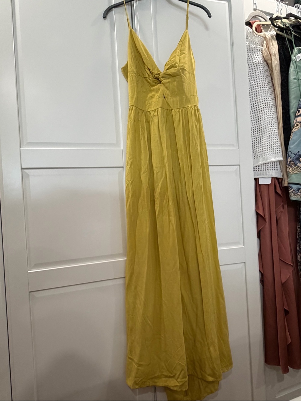 Cupshe Mustard Yellow Twist Front Spaghetti Strap Maxi Dress - Picture 4 of 9